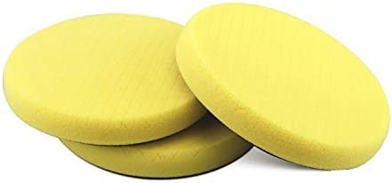 Yellow Medium Cut Pad, Buffing Polishing Pads, SPTA 3Pcs 6.5 Inch Face for 6 Inch 150mm Backing Plate Compound Buffing Sponge Pads For Car Buffer Polisher Compounding, Polishing and Waxing -X00224Y6B3