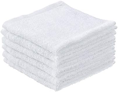 Superio Terry Cloth Rags White Washcloths 100% Cotton 12" Cleaning Cloths, Kitchen Towels, Facial Washcloth, Spa Cloths, Hand Towel, Small Lint Free Rags for Multi-Purposes (6 Pack)
