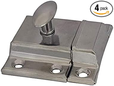 QCAA Oval Turn Cabinet Latch, for Cupboard & Other Furniture, Large, Chrome Plated, Made in Taiwan, 4 Pack