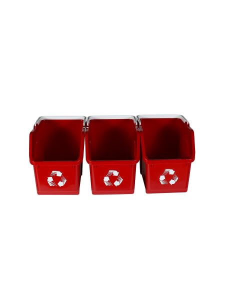6 Gallon Stackable Recycling Bins for Homes, Garages, Offices Made of 100% Recycled Plastic - (Red, 12 Pack)