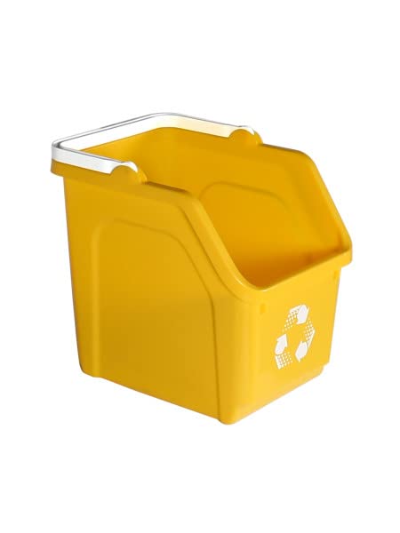 6 Gallon Stackable Recycling Bins for Homes, Garages, Offices Made of 100% Recycled Plastic - (Yellow, 20 Pack)