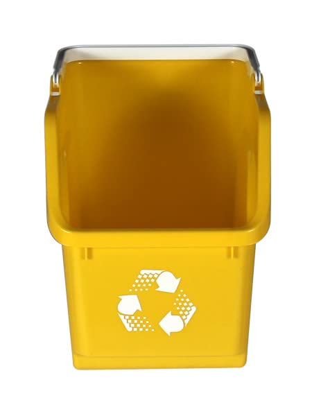 Multi Recycling Bin System with Three Stacking 6 Gallon Bins with Carrying Handles, Stackable and Compact for Offices, Homes, Garages, Businesses - (Yellow, 1 Pack)