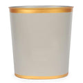Jaye's Studio Mattie Oval Waste Basket for Bathroom Decorative, Gold Trim & Finish, Hand-Painted, Handcrafted Metal Wastebasket, Garbage Bin & Trash Bin for Bedroom, Office, 12" x 10" x 8" (Taupe)
