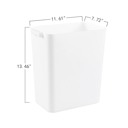 4.5 Gallon Plastic Wastebasket, Set of 3 Durable Open Top Garbage Can, Slim Trash Container Bin, White