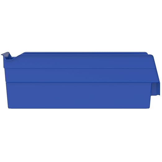 Akro-Mils 30120 Plastic Shelf Bins, Heavy Duty Storage Bins for Garage, Closet, and Drawer Organization, 12-Inch x 4-Inch x 4-Inch, Blue, 24-Pack