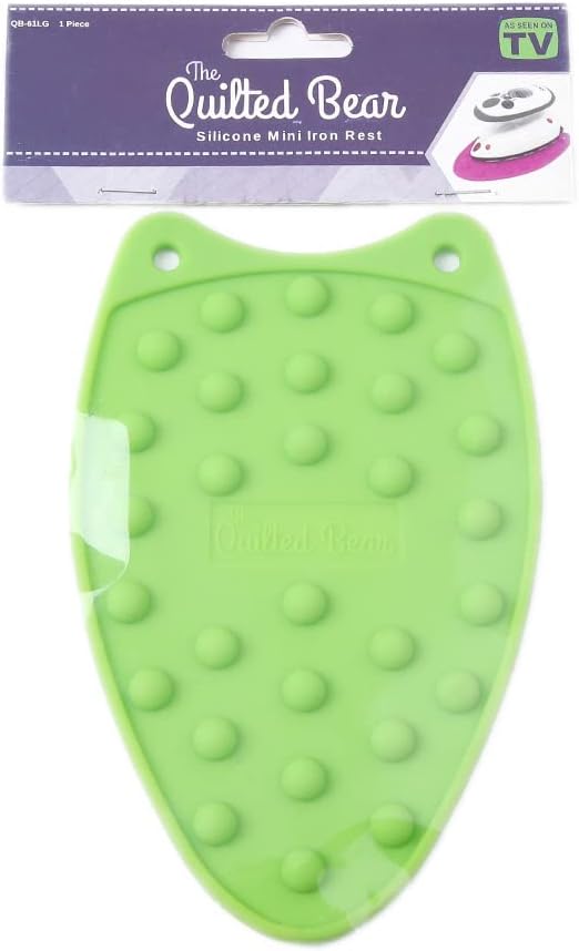 The Quilted Bear Mini Iron Rest - Silicone Heat Resistant Mat for Stress-Free Crafting, Sewing & Quilting Supplies - Durable and Protective Surface for Mini Iron (Lime Green)