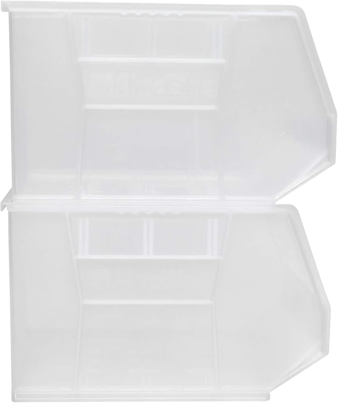 Akro-Mils 30270 AkroBins Plastic Storage Bins, Space-Saving Stackable Bins for Garage, Pantry, Craft Organization, 18" x 16" x 11", Clear, 3-Pack