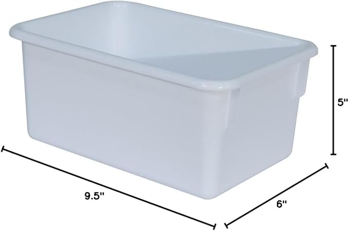 Wood Designs Cubby Storage Bin, Heavy Duty Plastic Containers for Kids White Cubby Tray Set of 25