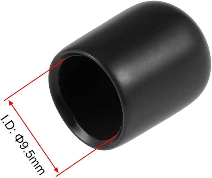uxcell 20pcs Rubber End Caps 3/8"(9.5mm) ID Vinyl Round Tube Bolt Cap Cover Thread Protectors Black