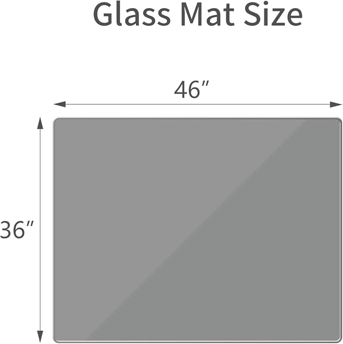 Tempered Glass Floor Mat for Office Chair, 36" x 46" Heavy Duty Hard Office Chair Mat, for Carpeted or Hard Floor, with 4 Anti-Slip Pads, Grey