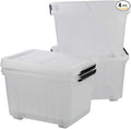30 L Clear Plastic Storage Box with Wheels, 4-Pack Clear Plastic Storage Latch Bin