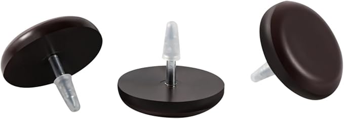 1" Nail on Furniture Sliders (24 Pack) - Furnigear Heavy Duty PTFE (Teflon) Chair Sliders Glides Wooden Furniture Movers Move Your Furniture Easily & Safety - Best Chair Leg Floor Protectors Brown