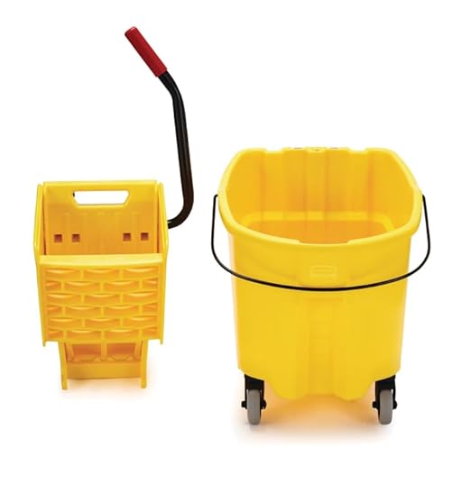 Rubbermaid Commercial Products WaveBrake 35 Qt. Side-Press Mop Bucket and Wringer Combo on Wheels Yellow for Professional/Industrial/Business Heavy-Duty Floor Cleaning/Mopping