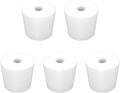 Labasics 5-Pack 6# Single-Hole Silicone Stoppers, White Tapered Lab Seal Stoppers with 0.31" Hole, Durable and Reusable Silicone Plugs for Laboratory Glassware, Airtight Sealing, and Experiments
