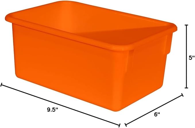 Wood Designs Cubby Storage Bin, Heavy Duty Plastic Containers for Kids Orange Cubby Tray Set of 10
