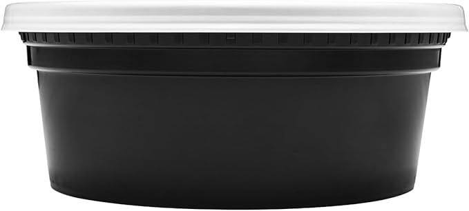 Karat [8oz - 240 ct Black PP Injection Molded Round Deli Containers with Lids (FP-IMDC8-PPB)