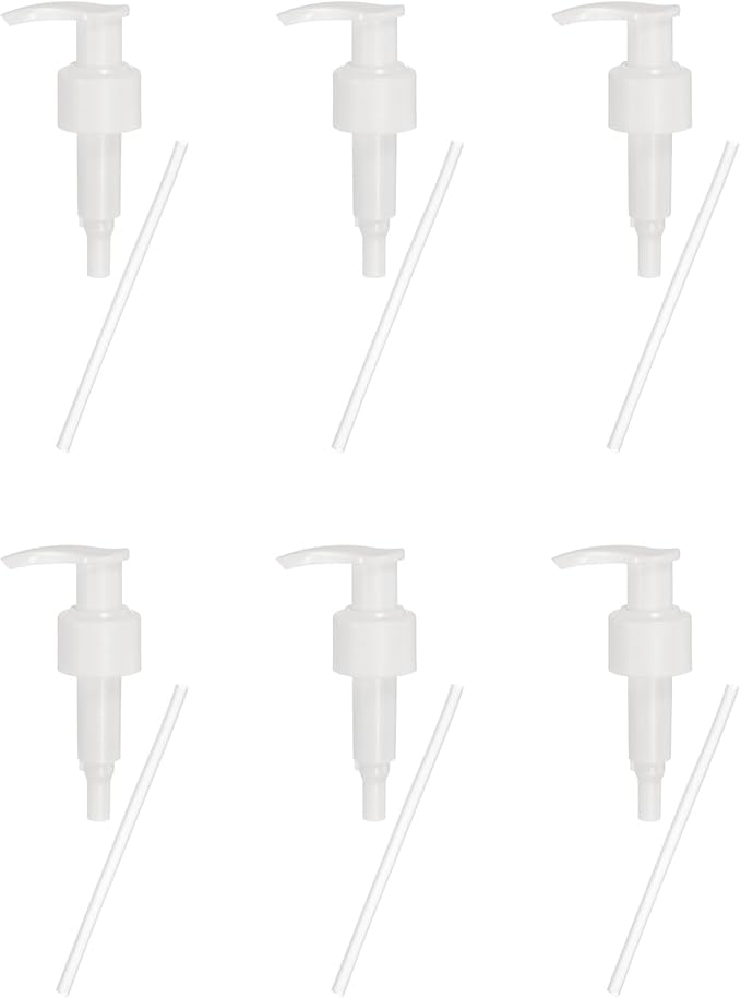uxcell 6 Pcs Soap Dispenser Pump Heads Soap Dispensers Top Pumps Replacement Switch Pumphead for Standard 24/423 Neck Size Lotion Shampoo Bottle, White