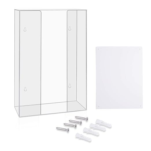 HIIMIEI Acrylic Glove Dispenser Wall Mount, Clear Plastic Glove Rack Floating Triple Gloves Box Holder 16.1'' X 10.2'' X 3.8'', Capacity Of 3 Glove Boxes