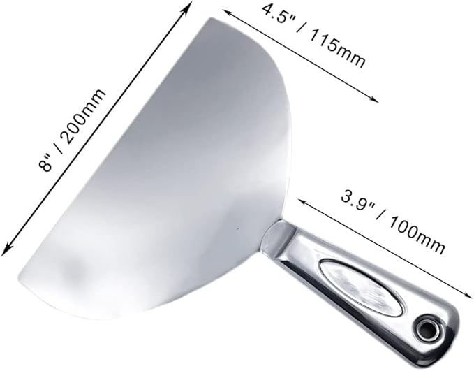 Flex All Stainless Steel Joint Knife Putty Scraper,8-Inch Professional Grade 420 stainless steel, All-Metal, Precision Ground Edge Putty Knife Tape Knife (8")