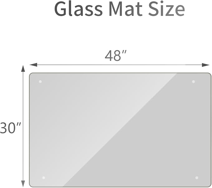 [Tempered Glass] 30" x 48" Glass Chair Mat, 1/5" Thick Office Chair Mat for Carpet or Hardwood Floor, Heavy Duty Hard Chair Mats with Round Corner and Polished Edge, Carpeted Floor Protector