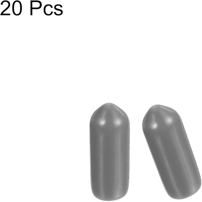 uxcell 20pcs Rubber End Caps Protective Caps 5.5mm ID Vinyl PVC Round Tube Bolt Cap Cover Screw Thread Protectors, Light Grey
