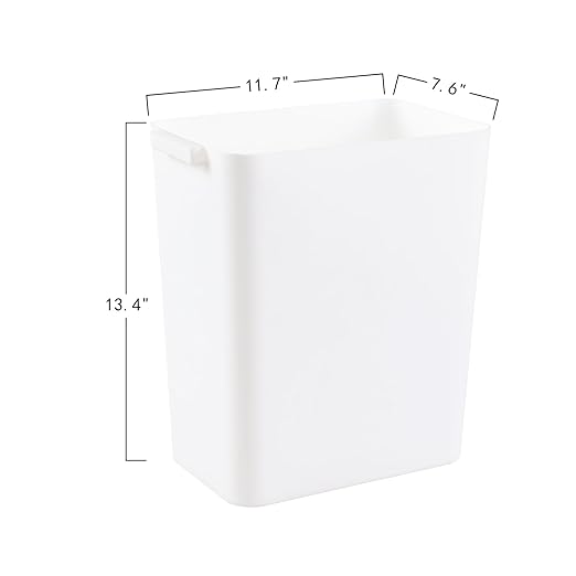 4.5 Gallon Deskside Plastic Wastebasket Rectangular, Open Garbage Container Basket for Office and Home, 3 Packs, White