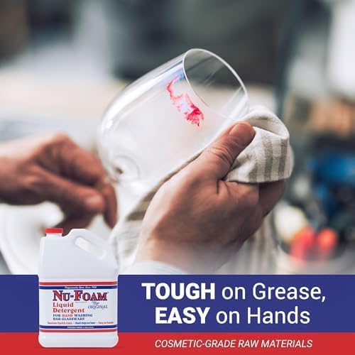 Nu-Foam Liquid Detergent for Bar Glassware - Original Streak-Free Solution - Hand Washing Bar, Tavern, Brewery Supplies - Concentrated - 1 Gallon, 2 Pack (2, 256, Fl Oz)