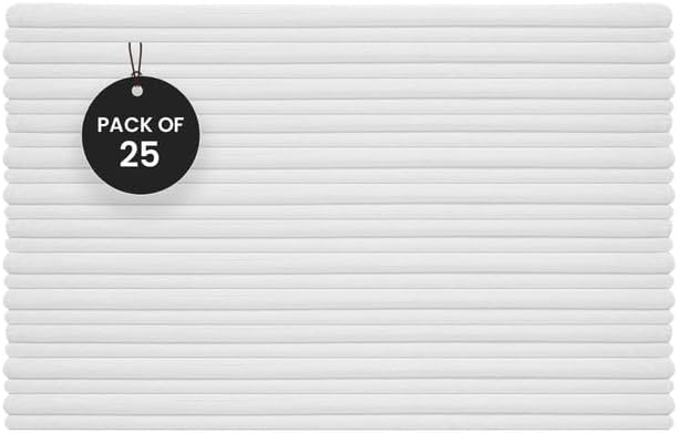Shop Towels (White, 25-Pack) - Bulk Cleaning Towel in a Bag, Mechanic Cotton Wipes for Car Maintenance, Auto Mechanics & Garage, Wipe Grease & Oil, Machine Wash & Reusable