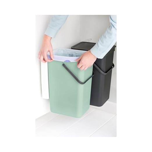 Brabantia Sort & Go Built-in Cupboard Recycling Cans (2 x 4.2 Gal/Dark Gray & Jade Green) Double Door Mounted Trash Organisers with Handles & Removable Lids