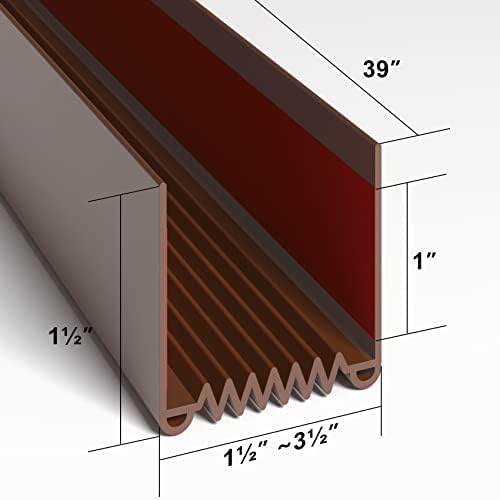 Door Draft Stopper, 39” Length Cuttable Weather Stripping Door Seal, Strong Adhesive Door Sweep for Exterior and Interior Doors (1, Brown)