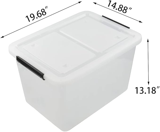 Asking 4-Pack Clear Large 50 L Plastic Storage Boxes, Plastic Storage Bins with Wheels