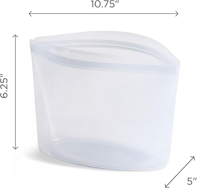 Stasher Premium Silicone Reusable Food Storage Bowl, 6-Cup, Clear, Microwave, Sous Vide, Dishwasher, Oven and Freezer Safe, Travel Container, BPA Free, Leak-free, Eco-friendly