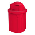 42 Gallon Circle 100% Recycled Plastic Heavy Duty Outdoor Commercial Trash Can with Push Open Dome Lid and Internal Liner - Great for Schools and Businesses - Red