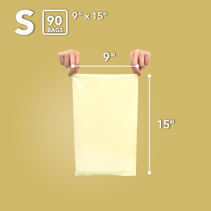 BOS, Odor-Sealing Dirty Diaper Trash Bags - Scent & Smell Free (Color: Cream Yellow) (Pack of 2)