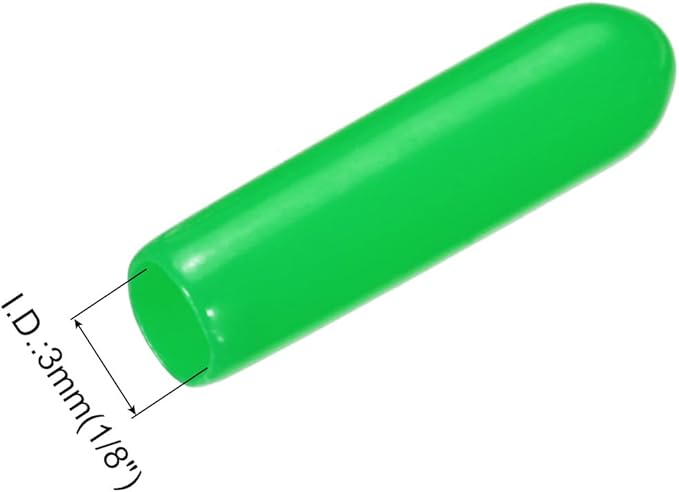 uxcell 20pcs Rubber End Caps 3mm(1/8") ID Vinyl PVC Round Tube Bolt Cap Cover Screw Thread Protectors Green