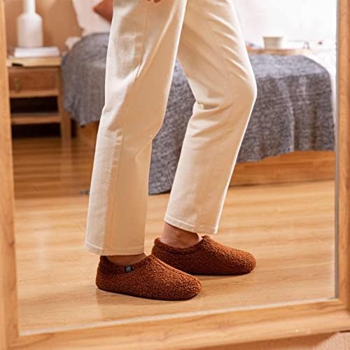 HomeTop Women's Fuzzy Curly Fur Memory Foam Loafer Slippers with Polar Fleece Lining