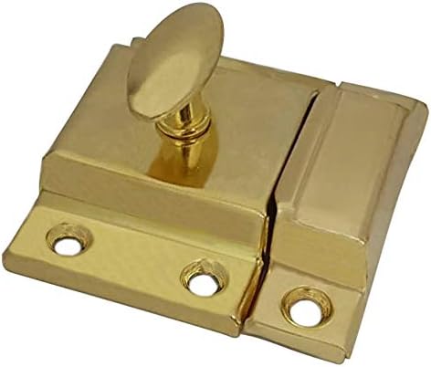QCAA Oval Turn Cabinet Latch, for Cupboard & Other Furniture, Small, Brass Plated, Made in Taiwan, 4 Pack