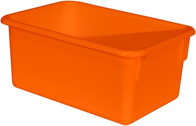 Wood Designs Cubby Storage Bin, Heavy Duty Plastic Containers for Kids Orange Cubby Tray Set of 30