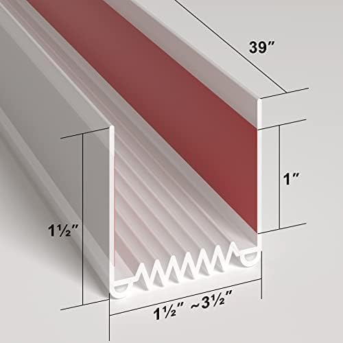 Weather Stripping Door Seal, 39' Length Cuttable, Strong Adhesive Door Sweep for Exterior and Interior Doors (White)