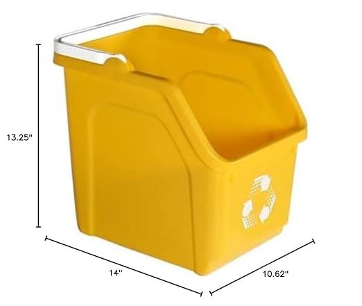 6 Gallon Stackable Recycling Bins for Homes, Garages, Offices Made of 100% Recycled Plastic - (Yellow, 20 Pack)