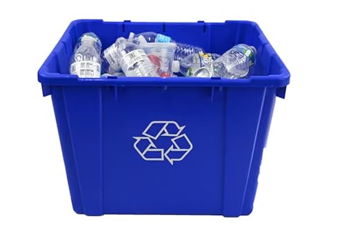 14 Gallon Blue Indoor or Outdoor Recycling Bin Stackable Made in The USA from 100% Recycled Products