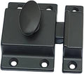 QCAA Traditional Large Oval Turn Cabinet Latch, Solid Brass, 2", for Cupboard & Other Furniture, Matte Black, 1 Pack, Made in Taiwan