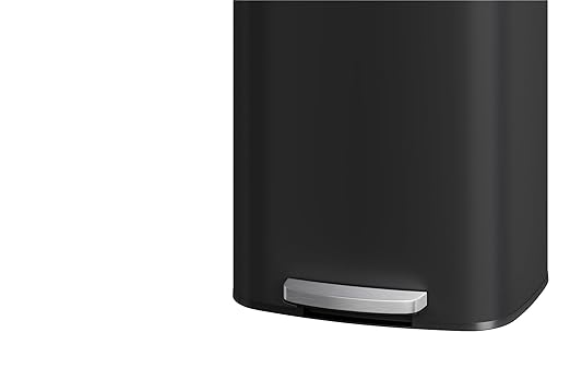 Garvee 16 Gallon / 60 Liter Metal Trash Can with Lid, Large Garbage Can for Kitchen, Rustproof Step-on Kitchen Metal Trash Bin with Liner Rim, Rear Handle, Soft Close Plastic Lid, Black
