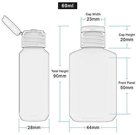 2oz Empty Hand Sanitizer Travel Size Bottles, Refillable Clear Plastic Containers with Flip Cap for Shampoo, Lotion, Cream, Baby Shower, Tolitery (100 Pack)