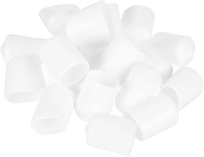 uxcell 20pcs Rubber End Caps 15.5mm ID Vinyl Round Tube Bolt Cap Cover Thread Protectors White
