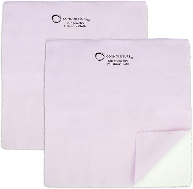 CONNOISSEURS Premium Edition Extra Large Polishing Cloth Bundle for Silver & Gold Jewelry - Ultrasoft Fabric with Anti-Tarnish Formula - (2 Pack) 14x14 Inches