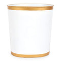 Jaye's Studio Mattie Decorative White and Gold Bathroom Trash Can, Metal Waste Basket Modern, Luxury Trash Bin for Bedroom, Dorm Room, Office Garbage Can, Oval Decorative Trash Bins (12" x 10" x 8")