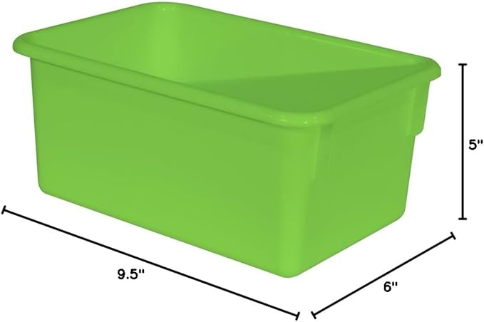 Wood Designs Cubby Storage Bin, Heavy Duty Plastic Containers for Kids Lime Green Cubby Tray Set of 25