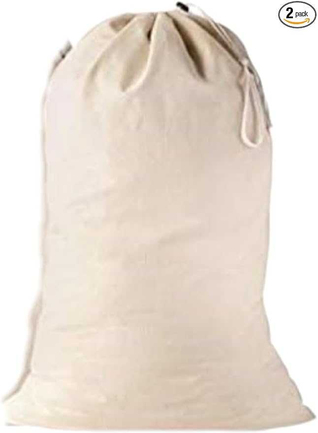 Large Cotton Laundry Bag, Heavy Duty Large Laundry Bags 24 x 36 inch Drawstring Travel Organizer Bag Fit Hamper Basket Camp (Beige, Pack of 1)