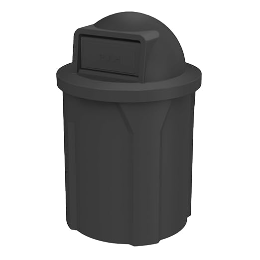 42 Gallon Circle 100% Recycled Plastic Heavy Duty Indoor or Outdoor Commercial Trash Can with Push Open Dome Lid and Internal Liner - Great for Schools and Businesses - Black